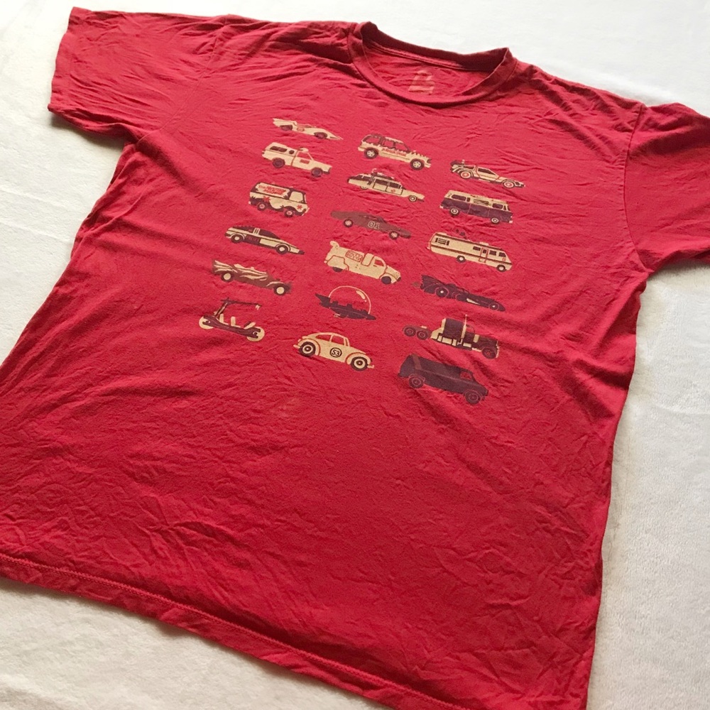 BustedTees Iconic Classic Movie Cars T-Shirt Large